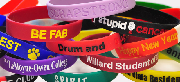 Silicone and rubber wristbands